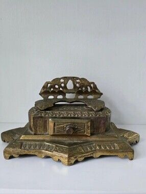 Antique Brass Inkwell
